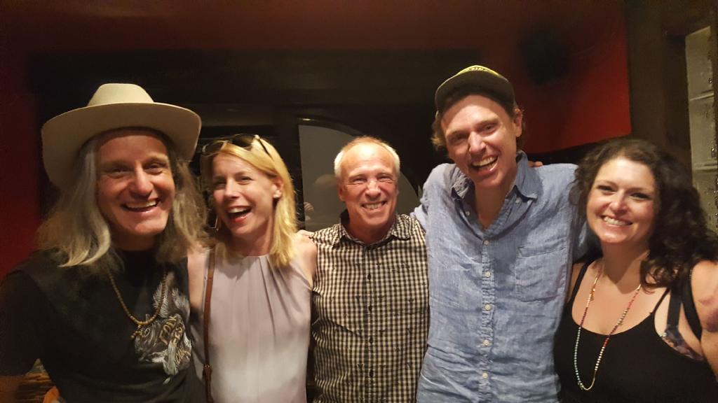 Pictured here: HUFF alum Steve Poltz, Festival Manager Meghan Scott, Artistic Director Mike Campbell, HUFF alum Joel Plaskett, HUFF Superfan Stephanie Purcell